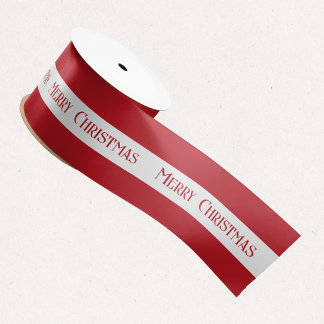 Ruban En Satin Joyeux Noël Rouge & Blanc Cadeau unique Festive
