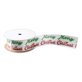 Ruban En Satin Joyeux Noël rouge et vert script (Bobine)