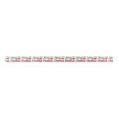 Ruban En Satin Joyeux Noël Santa Claus rouge vert script (Devant)