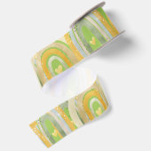 Ruban En Satin Joyeux Rainbows Coeurs Jaune Vert (Dos)