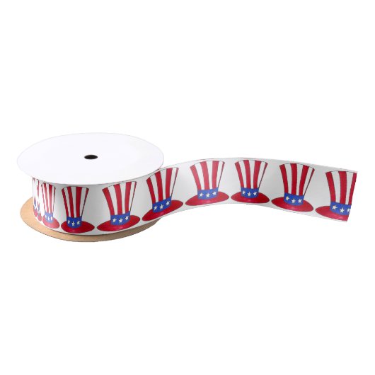 Ruban En Satin Juillet 4 Oncle Sam Casquette USA Patriotic Ribbon (Bobine)