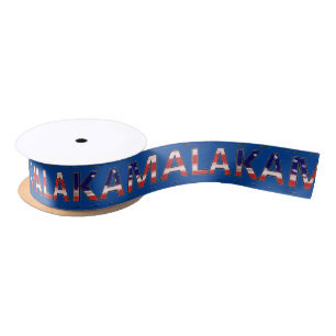 Ruban En Satin Kamala en bleu avec un drapeau