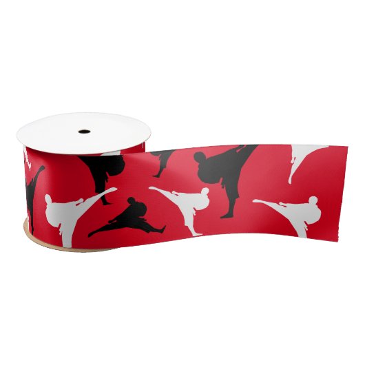Ruban En Satin Karate kick pose silhouettes arts martiaux thème (Bobine)