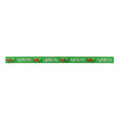Ruban En Satin Kwanzaa avec bougies Kinara lumineuses sur vert (Devant)