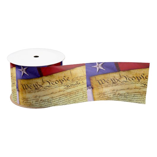 Ruban En Satin La Constitution américaine avec un drapeau (Bobine)