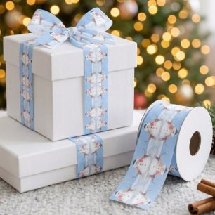 Ruban En Satin L'aide de Père Noël Construisant Un Bonhomme de Ne