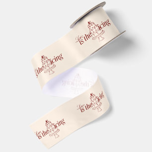 Ruban En Satin L'amour est le glaçage Mariage beige et sceau ro