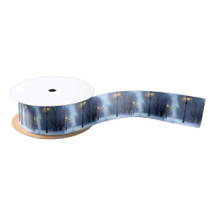Ruban En Satin Lampes De Rue Fluant En Hiver Pays Des Merveilles