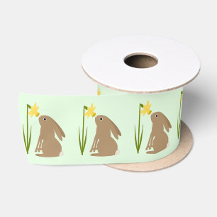 Ruban En Satin Lapin de Pâques lapin et fleur de jonquille Motif
