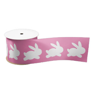Ruban En Satin Lapin rose et blanc