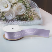 Ruban En Satin Lavande Mariage Élégant blanc calligraphie violet