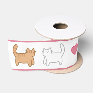 Ruban En Satin Lazo con diseño de gatos y corazones