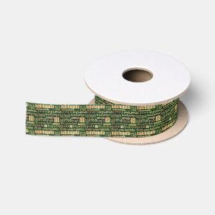 Ruban En Satin Les sept principes verts et or