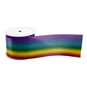 Ruban En Satin Les tons de bijoux arc-en-ciel dans les rayures d