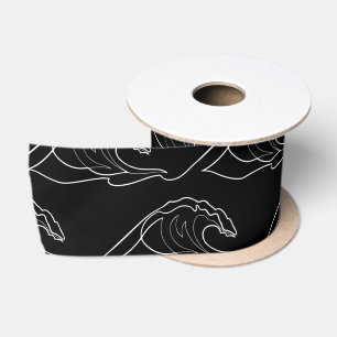 Ruban En Satin L'été artistique du surf à contour blanc des va