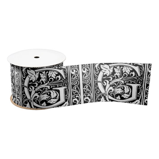 Ruban En Satin Lettre G Monogramme médiéval Art Nouveau (Bobine)