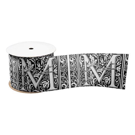 Ruban En Satin Lettre M Monogramme médiéval Art Nouveau (Bobine)
