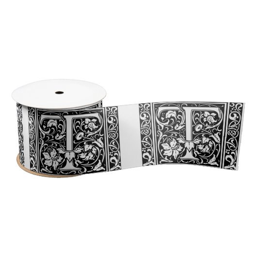 Ruban En Satin Lettre T Monogramme médiéval Art Nouveau (Bobine)