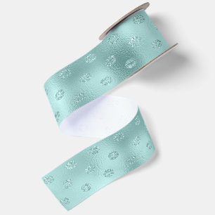 Ruban En Satin Lèvres Étincelantes Menthe XOXO Anniversaire