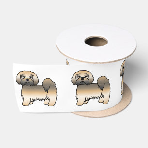 Ruban En Satin Lhasa Apso Sable Doré Chien de Dessin Animé Mignon