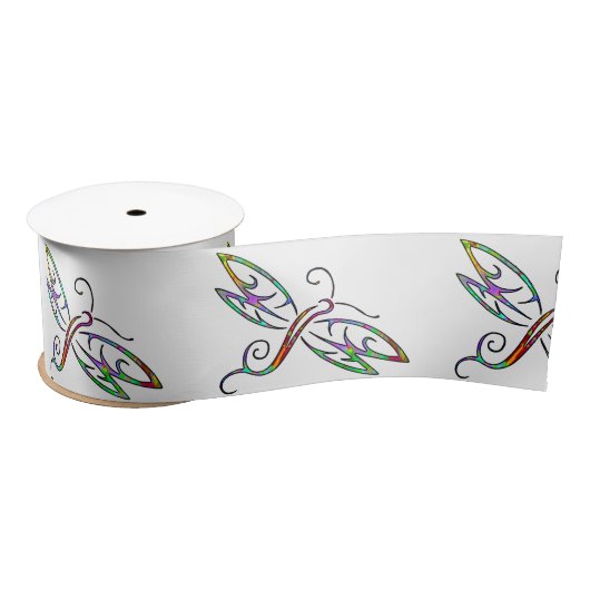 Ruban En Satin libellules colorées (Bobine)
