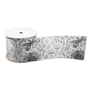 Ruban En Satin libellules et fleurs