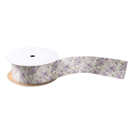 Ruban En Satin Lilas Violet Floral (Bobine)