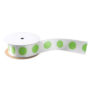 Ruban En Satin Lime et pois blancs