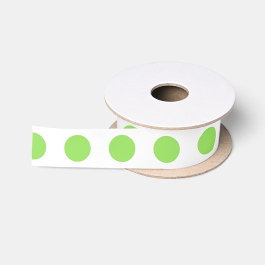 Ruban En Satin Lime et pois blancs (Bobine)