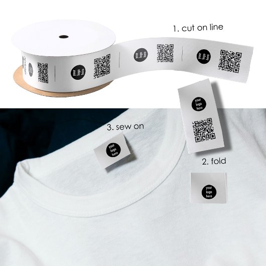 Ruban En Satin Logo Code QR Vêtements Étiquettes coudre sur le Ét