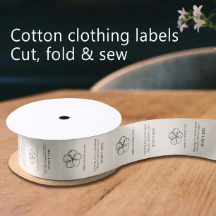 Ruban En Satin Logo de coton noir sur crème vêtements étiquette