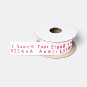 Ruban En Satin Logo de l'entreprise ou texte rose Marque de l'ent