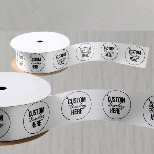 Ruban En Satin Logo d'entreprise imprimé sur mesure blanc