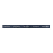 Ruban En Satin Logo d'entreprise long texte bleu marine (Devant)