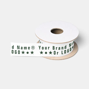 Ruban En Satin Logo d'entreprise ou texte vert foncé Marque d'ent