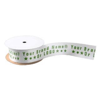 Ruban En Satin Logo d'entreprise ou texte vert Marque d'entrepris