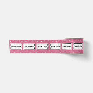 Ruban En Satin Logo d'entreprise personnalisé Rose vif scintillan