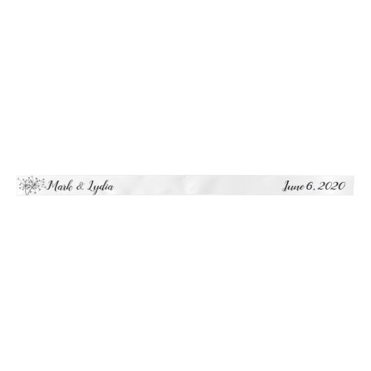 Ruban En Satin Logo Mariage Dandelion Couples Nom Date (Devant)