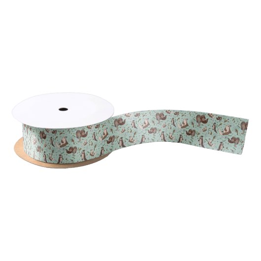 Ruban En Satin Loutres en bleu (Bobine)