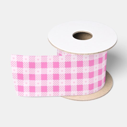 Ruban En Satin Love Plaid Collection rose moderne (Bobine)