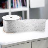 Ruban En Satin Love Script écriture noir sur blanc