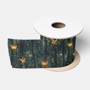 Ruban En Satin Lucioles Brillantes dans la Nuit de la Forêt Encha