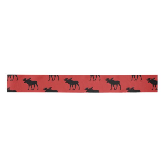 Ruban En Satin Lumber Moose Silhouette Antler Cerf Chasse animale (Devant)