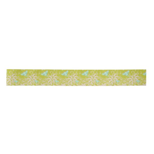 Ruban En Satin Luna Moth on Lime Ribbon (Devant)
