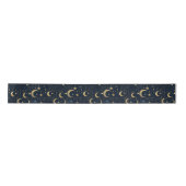 Ruban En Satin Lune bleue et or et étoiles (Devant)