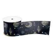 Ruban En Satin Lune bleue et or et lanternes (Bobine)