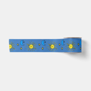 Ruban En Satin Lune dormante et soleil souriant