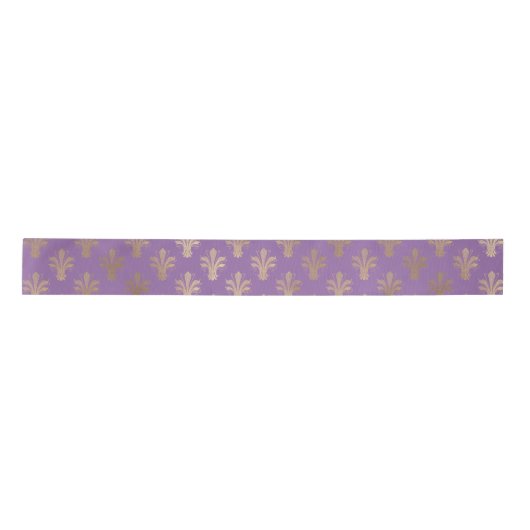 Ruban En Satin Lux Gold Fleur de Lis et Amethyst (Devant)