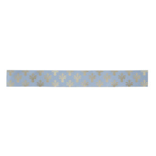 Ruban En Satin Lux Gold Fleur de Lis et Cerulean Blue