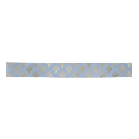 Ruban En Satin Lux Gold Fleur de Lis et Cerulean Blue (Devant)
